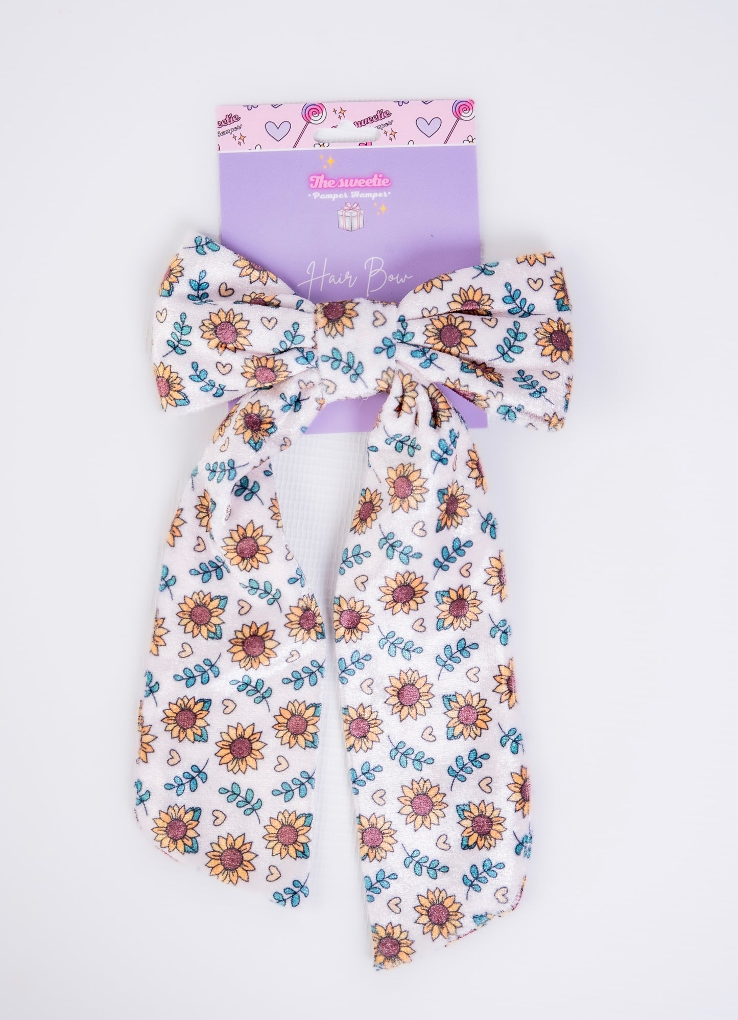 The Leah Smith collection branded sunflower velvet hair bow tie