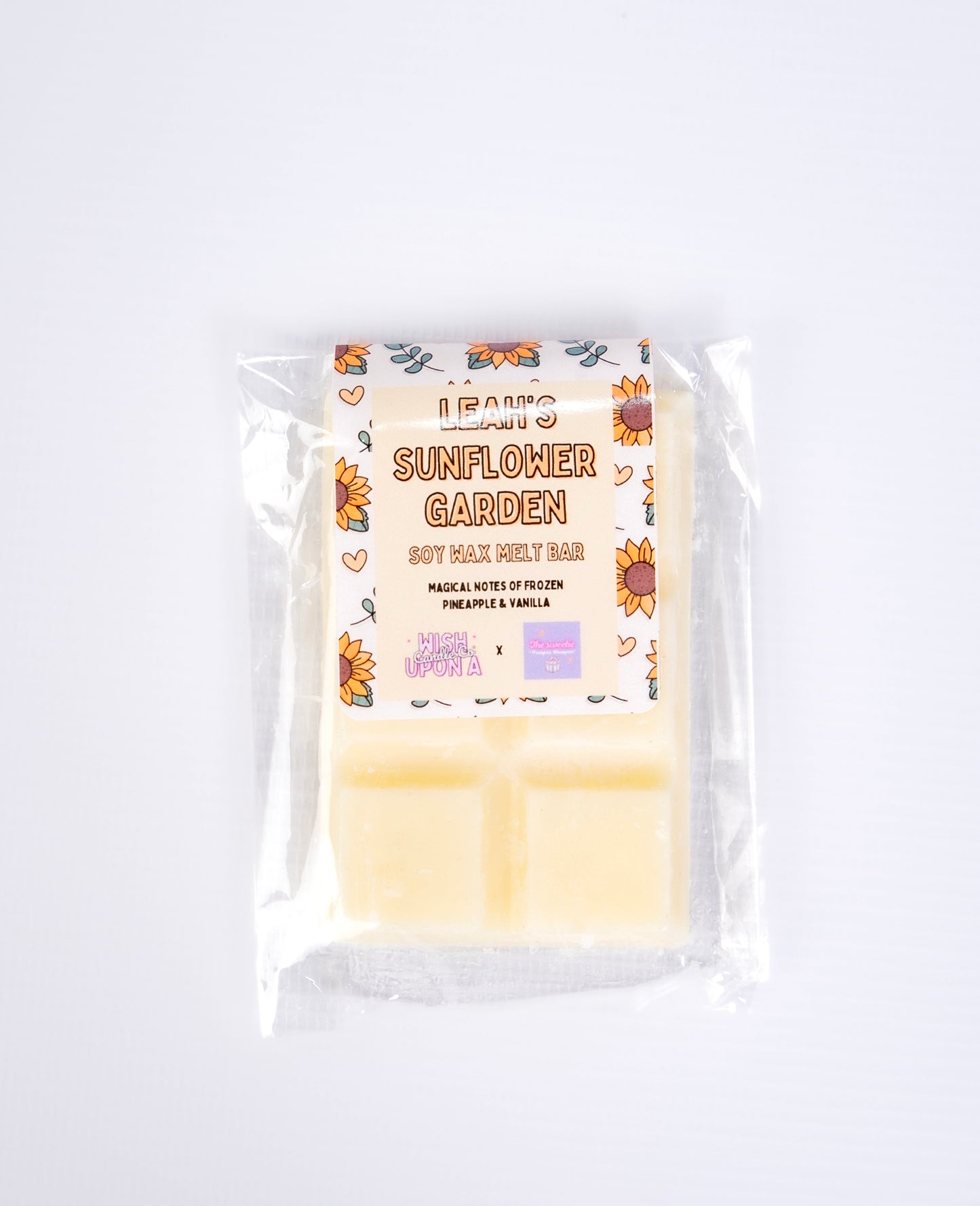 Leah’s sunflower garden wax melt, wish upon a candle co x the sweetie pamper hamper x Leah Smith