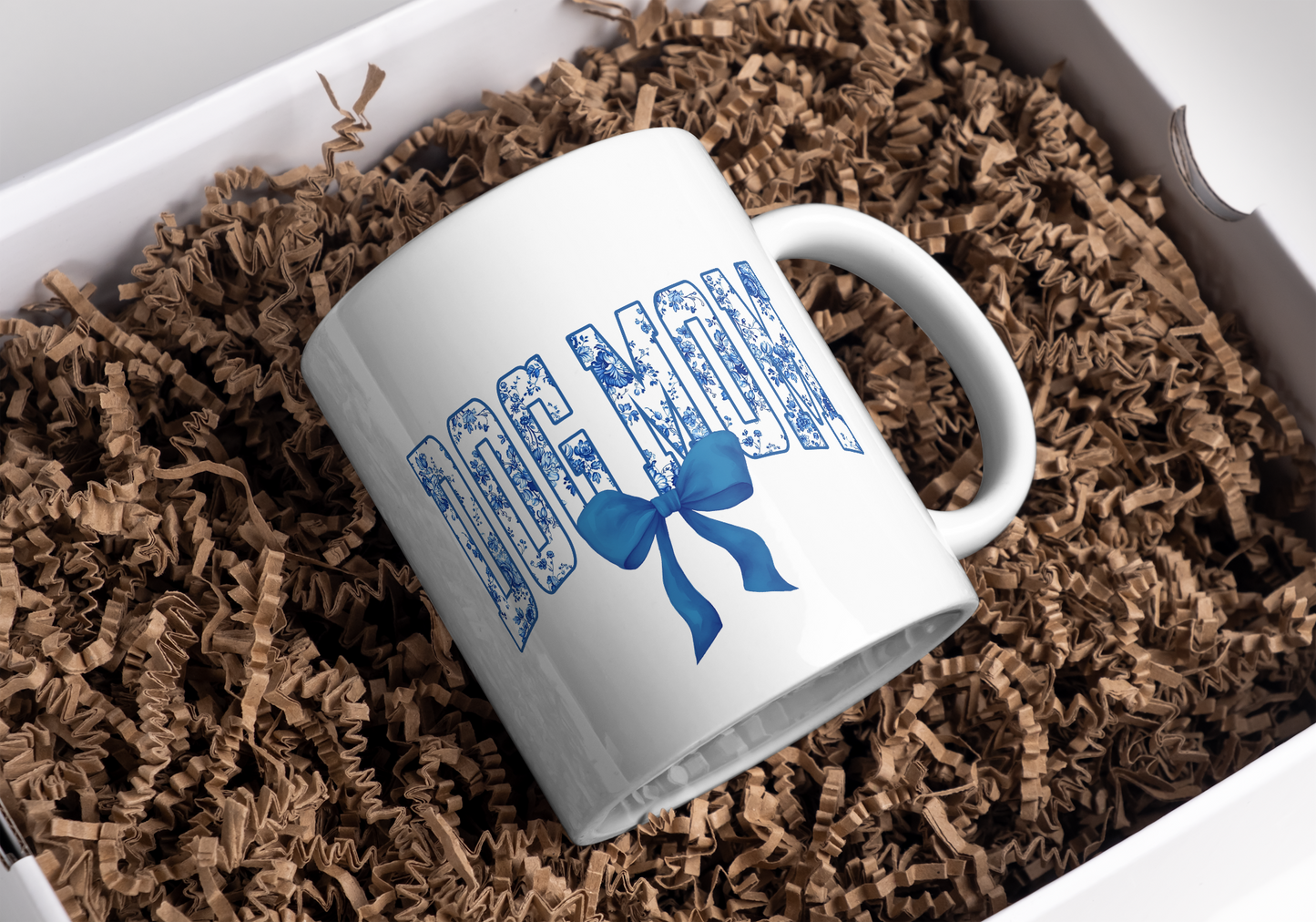 Dog mom blue bow mug
