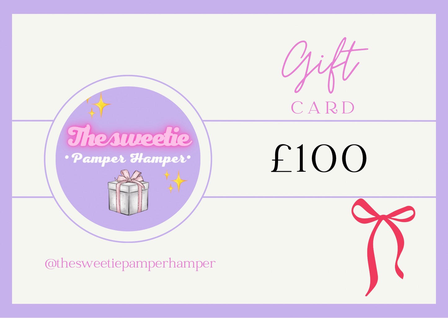 The sweetie pamper hamper gift card
